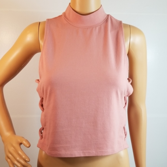 NWT. Charlotte Russe Pink Crop Top w/Side Ties - Picture 7 of 7
